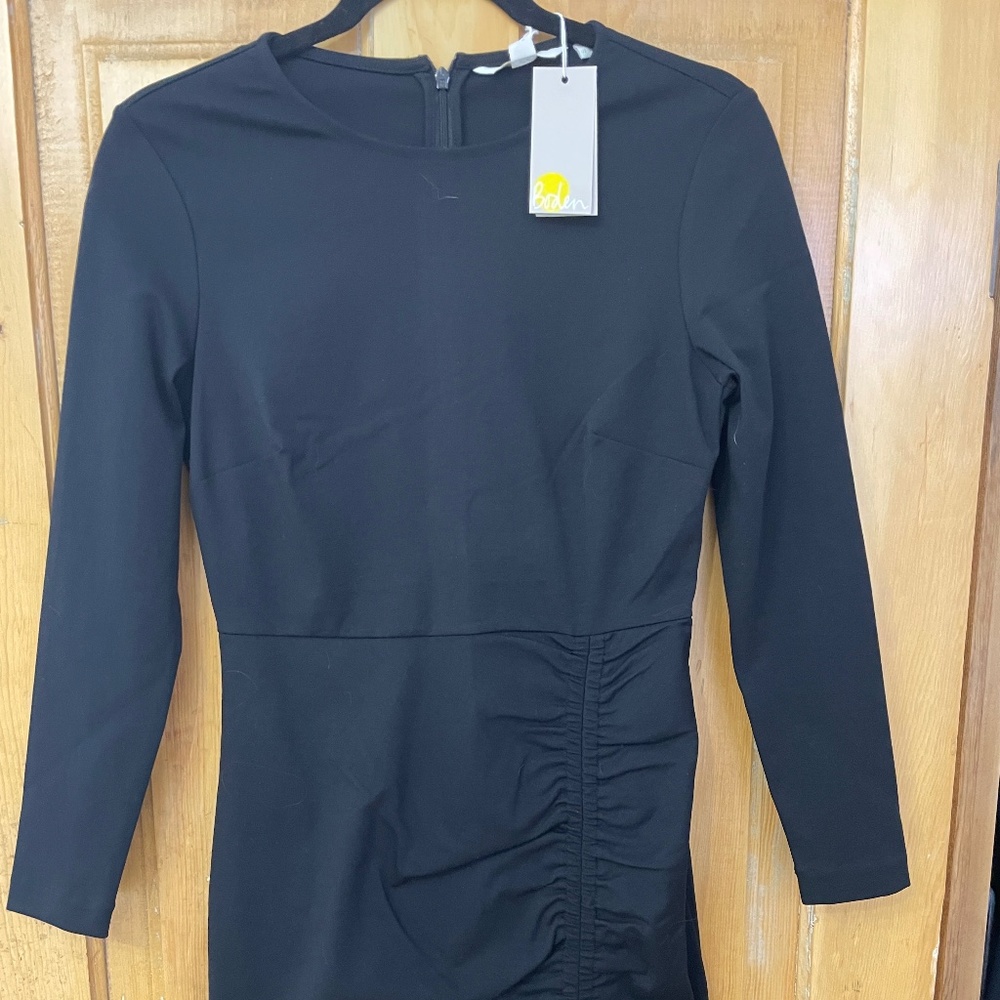 NWT Boden black rushed cotton dress